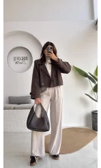 Maya Yarım Kruvaze Trençkot - Kahve - Kod: 7529