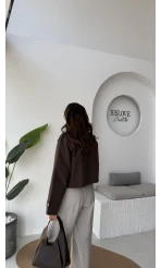 Maya Yarım Kruvaze Trençkot - Kahve - Kod: 7529