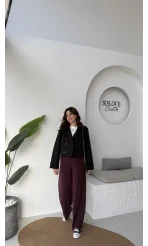 Maya Yarım Kruvaze Trençkot - Siyah - Kod: 7529