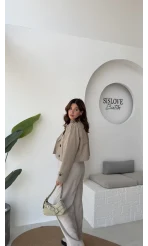 Maya Yarım Kruvaze Trençkot - Vizon - Kod: 7529