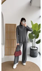 Maysa Dik Yaka Triko Takım - Antrasit - Kod: 3804