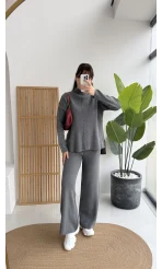 Maysa Dik Yaka Triko Takım - Antrasit - Kod: 3804