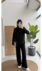 Maysa Dik Yaka Triko Takım - Siyah - Kod: 3804