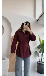 Mean Bel Detay Gömlek - Bordo - Kod: 2135