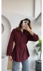 Mean Bel Detay Gömlek - Bordo - Kod: 2135