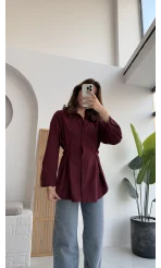 Mean Bel Detay Gömlek - Bordo - Kod: 2135