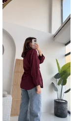 Mean Bel Detay Gömlek - Bordo - Kod: 2135