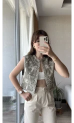 Mecnun Haki Nakışlı Yelek