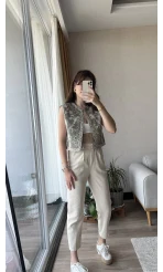 Mecnun Haki Nakışlı Yelek