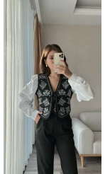 Mecnun Siyah Beyaz Gömlek