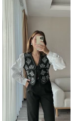 Mecnun Siyah Beyaz Gömlek