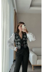Mecnun Siyah Beyaz Gömlek