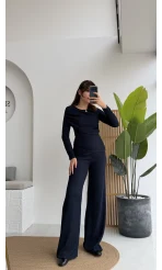 Melanie Fitilli Bluz Pantolon Takım - Lacivert