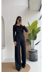 Melanie Fitilli Bluz Pantolon Takım - Lacivert