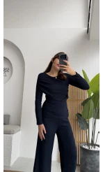 Melanie Fitilli Bluz Pantolon Takım - Lacivert