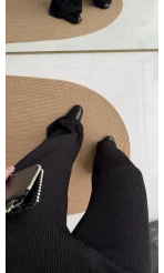 Melanie Fitilli Bluz Pantolon Takım - Siyah