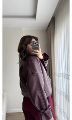 Melina Deri Ceket Bordo