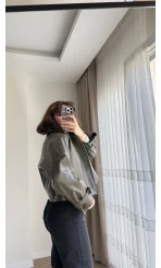 Melina Deri Ceket Haki