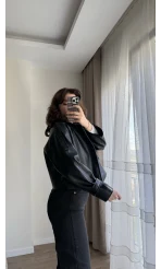 Melina Deri Ceket Siyah