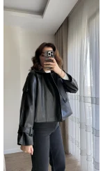 Melina Deri Ceket Siyah