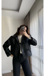 Melina Deri Ceket Siyah
