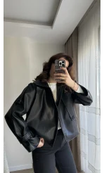 Melina Deri Ceket Siyah
