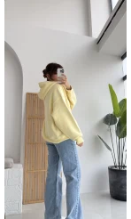 Mercy Oversize Kapüşonlu Hırka Ceket - Sarı