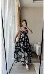 Merik Siyah Elbise Göğüs Pedli