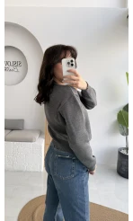 Merly Kalp Düğmeli Triko Hırka - Antrasit