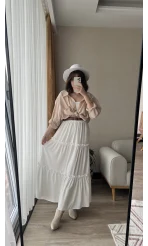 Meyla Beyaz Uzun Etek