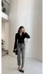 Meyla Duman Rengi Slim Fit Jean Pantolon