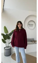 Mia Bisiklet Yaka Kazak - Bordo