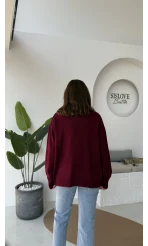 Mia Bisiklet Yaka Kazak - Bordo