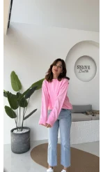 Mia Bisiklet Yaka Kazak - Pembe