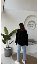 Mia Bisiklet Yaka Kazak - Siyah