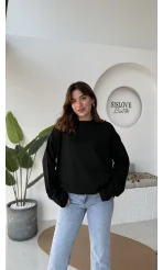 Mia Bisiklet Yaka Kazak - Siyah