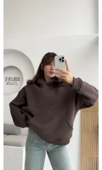 Michelle Kapüşonlu Sweatshirt - Acı Kahve