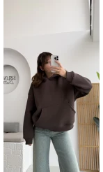 Michelle Kapüşonlu Sweatshirt - Acı Kahve