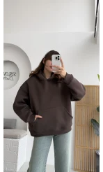 Michelle Kapüşonlu Sweatshirt - Acı Kahve