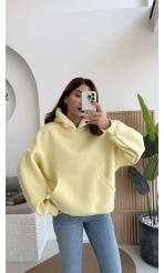 Michelle Kapüşonlu Sweatshirt - Açık Sarı