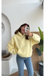 Michelle Kapüşonlu Sweatshirt - Açık Sarı