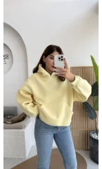 Michelle Kapüşonlu Sweatshirt - Açık Sarı