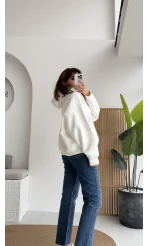 Michelle Kapüşonlu Sweatshirt - Beyaz