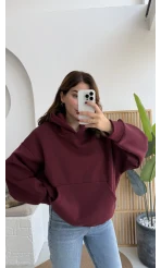 Michelle Kapüşonlu Sweatshirt - Bordo