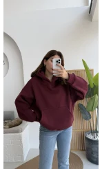 Michelle Kapüşonlu Sweatshirt - Bordo