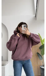 Michelle Kapüşonlu Sweatshirt - Gül Kurusu
