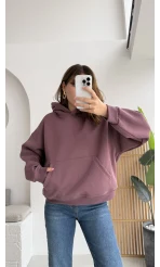 Michelle Kapüşonlu Sweatshirt - Gül Kurusu