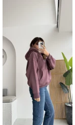 Michelle Kapüşonlu Sweatshirt - Gül Kurusu