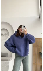 Michelle Kapüşonlu Sweatshirt - Lavanta Mavisi