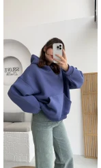 Michelle Kapüşonlu Sweatshirt - Lavanta Mavisi